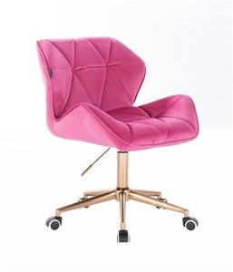 FOTEL HR111K ZŁOTE KÓŁKA MALINOWY WELUR