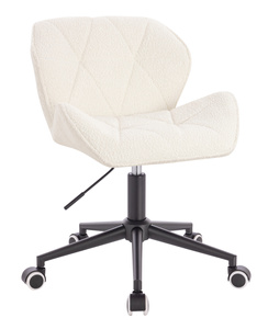FOTEL HR111K KREMOWY BARANEK CZARNA PODSTAWA