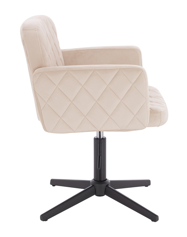 FOTEL HR802CROSS KREMOWY WELUR CZARNA PODSTAWA