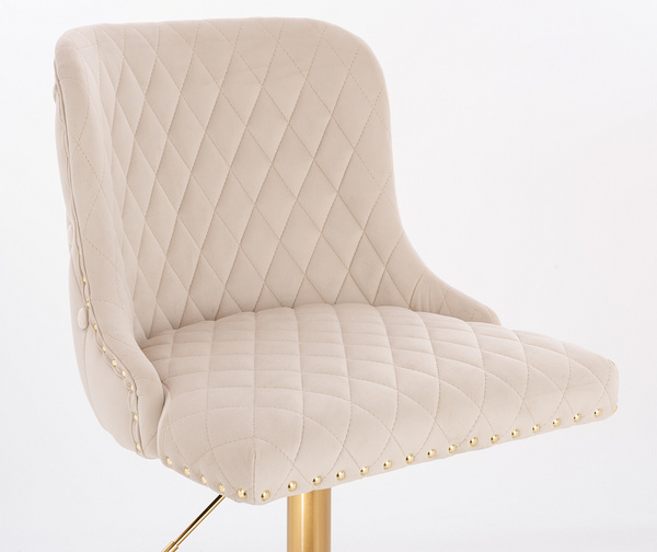 FOTEL HR940K KREMOWY WELUR ZŁOTA PODSTAWA