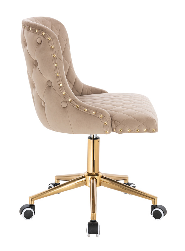 FOTEL HR940K LATTE WELUR ZŁOTA PODSTAWA