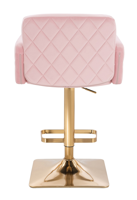 FOTEL HR802KW PUDROWY RÓŻ WELUR ZŁOTA PODSTAWA