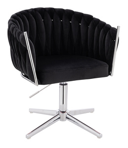 FOTEL HR750CROSS CZARNY WELUR CHROMOWANA PODSTAWA