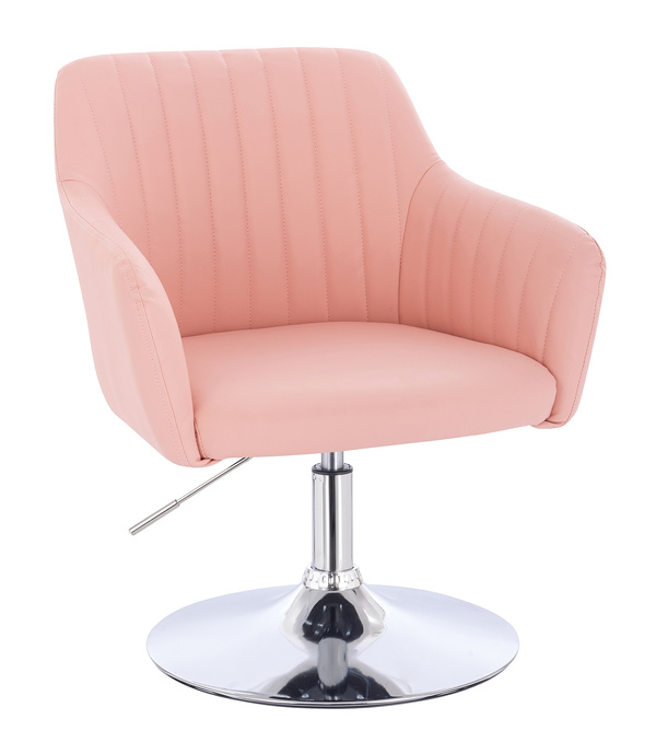 FOTEL HR190N RÓŻOWY CHROMOWANA PODSTAWA