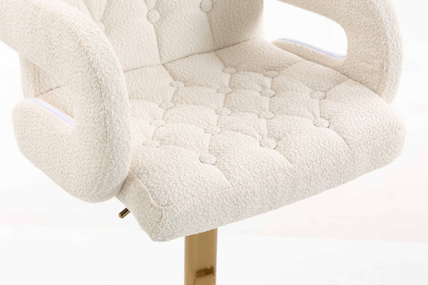 FOTEL HR8404W KREMOWY BARANEK ZŁOTA PODSTAWA