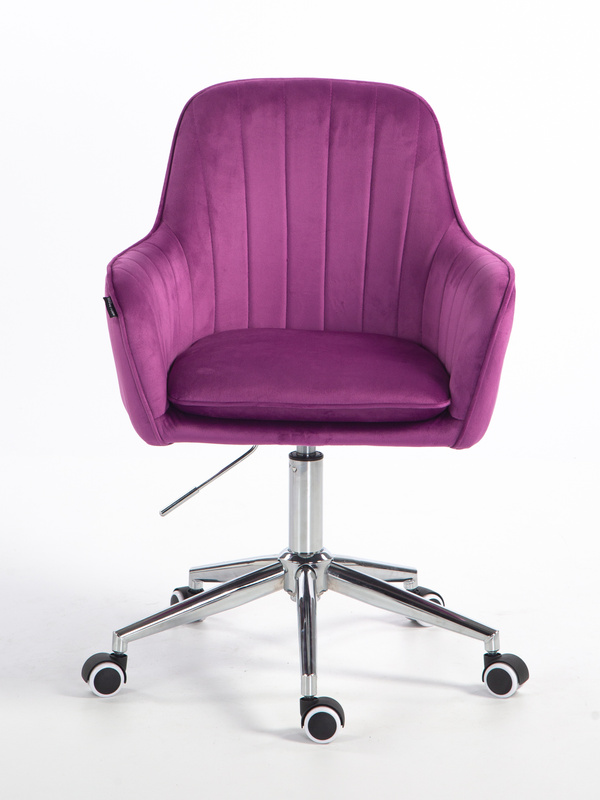 FOTEL HR2022K FUKSJA WELUR CHROMOWANA PODSTAWA