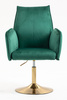FOTEL HR280N BUTELKOWA ZIELEŃ WELUR ZŁOTA PODSTAWA