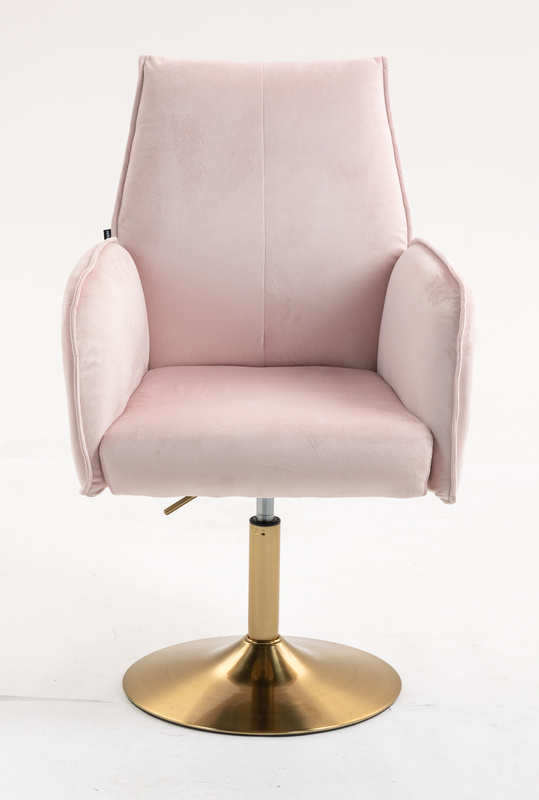 FOTEL HR280N PUDROWY RÓŻ WELUR ZŁOTA PODSTAWA