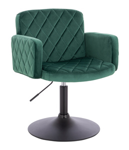 FOTEL HR802N BUTELKOWA ZIELEŃ WELUR CZARNA PODSTAWA