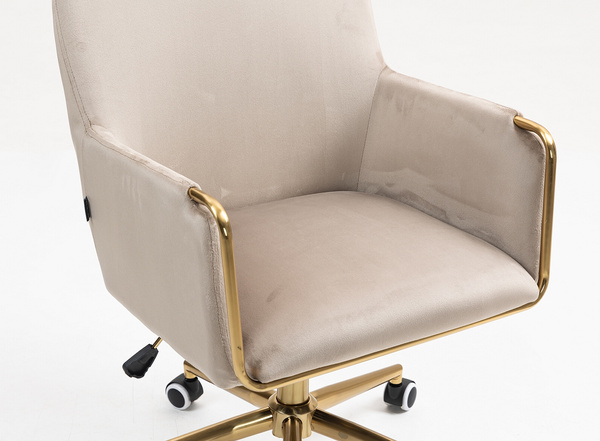 FOTEL HR4318K LATTE WELUR ZŁOTA PODSTAWA