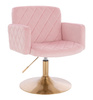 FOTEL HR802N PUDROWY RÓŻ WELUR ZŁOTA PODSTAWA
