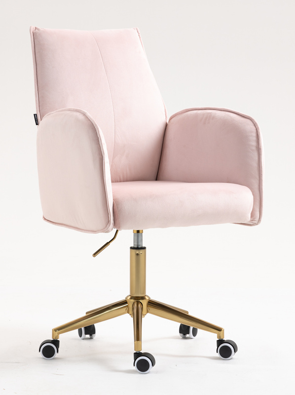 FOTEL HR280K PUDROWY RÓŻ WELUR ZŁOTA PODSTAWA