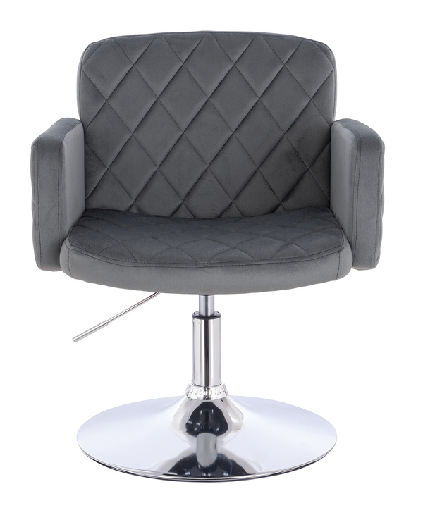 FOTEL HR802N GRAFITOWY WELUR CHROMOWANA PODSTAWA