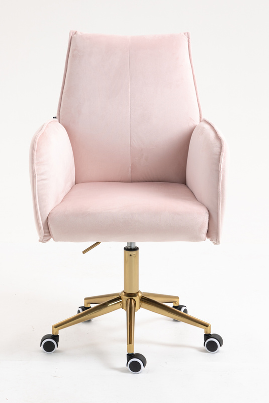 FOTEL HR280K PUDROWY RÓŻ WELUR ZŁOTA PODSTAWA