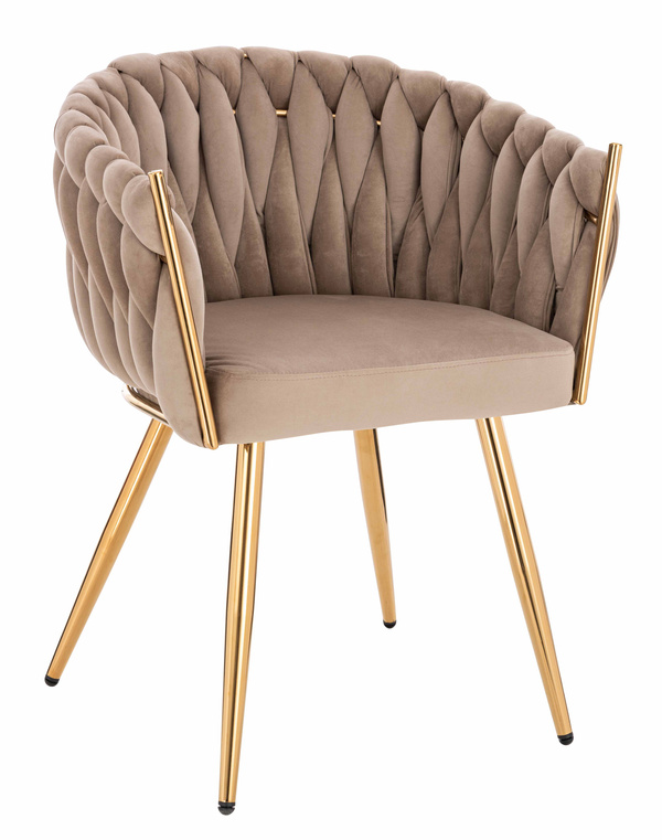 HR750 KRZESŁO ZŁOTA NOGI LATTE WELUR