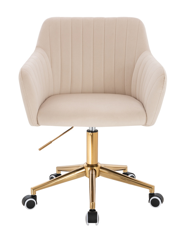 FOTEL HR190K KREMOWY WELUR ZŁOTA PODSTAWA
