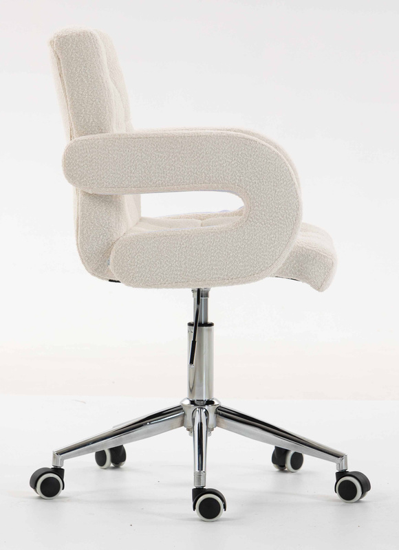 FOTEL HR8404K KREMOWY BARANEK CHROMOWANA PODSTAWA