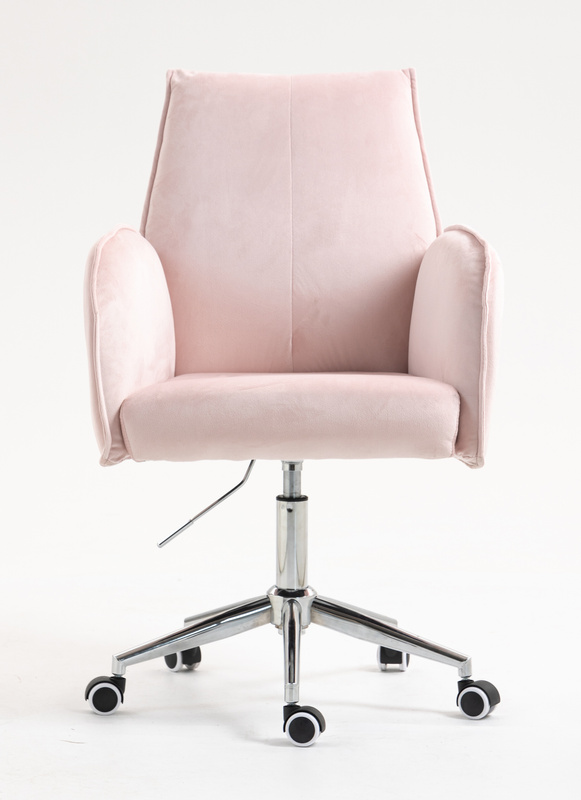 FOTEL HR280K PUDROWY RÓŻ WELUR CHROMOWANA PODSTAWA