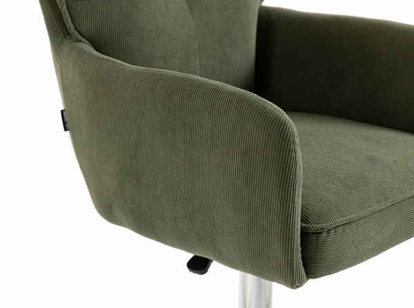 HOKER HR250W ZIELONY SZAŁWIA PREMIUM CORD SZTRUKS CHROMOWANA PODSTAWA