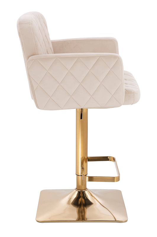 FOTEL HR802KW KREMOWY WELUR ZŁOTA PODSTAWA