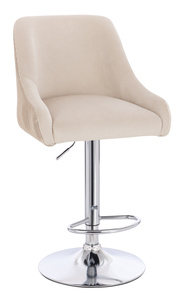 FOTEL HR920W KREMOWY WELUR CHROMOWANA PODSTAWA