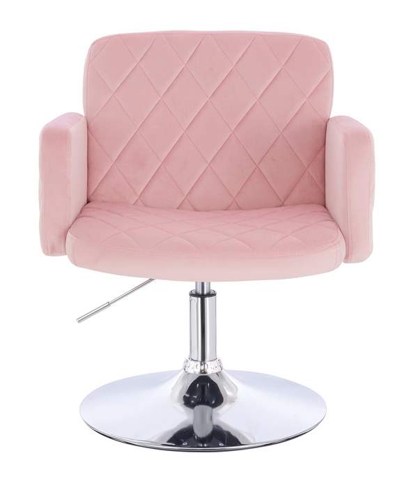 FOTEL HR802N PUDROWY RÓŻ WELUR CHROMOWANA PODSTAWA