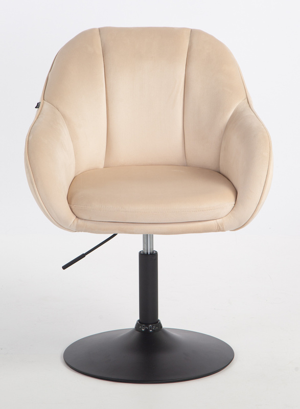 FOTEL HR2055N KREMOWY WELUR CZARNA PODSTAWA
