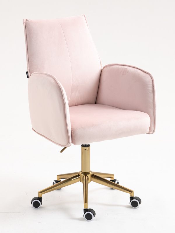 FOTEL HR280K PUDROWY RÓŻ WELUR ZŁOTA PODSTAWA