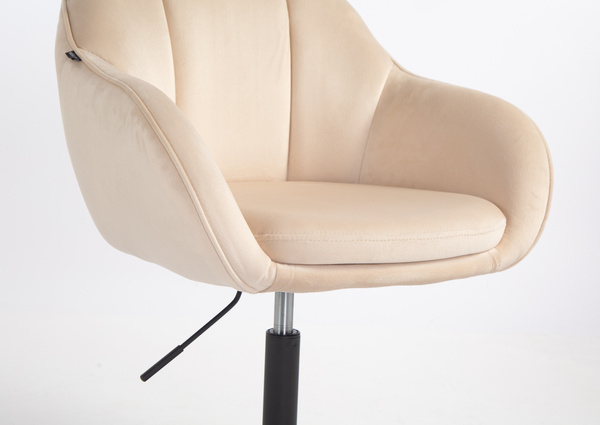 FOTEL HR2055N KREMOWY WELUR CZARNA PODSTAWA