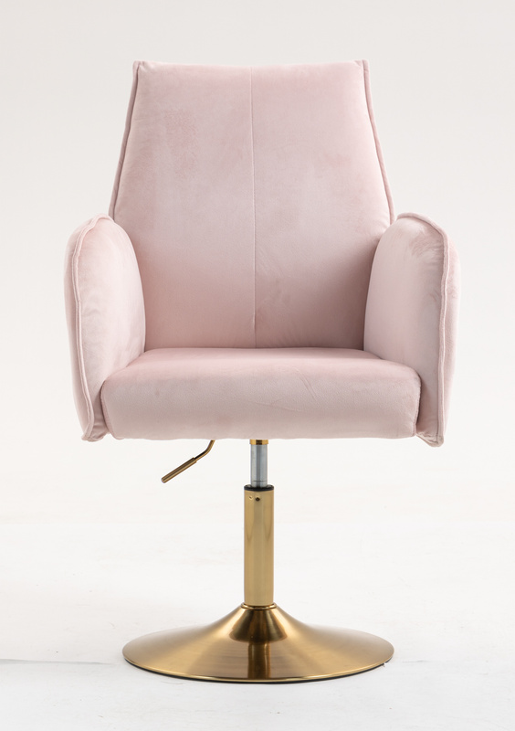 FOTEL HR280N PUDROWY RÓŻ WELUR ZŁOTA PODSTAWA
