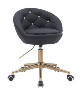 FOTEL HR948K CZARNY EKOSKÓRA ZŁOTA PODSTAWA