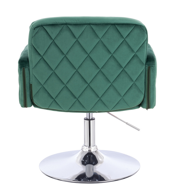 FOTEL HR802N BUTELKOWA ZIELEŃ WELUR CHROMOWANA PODSTAWA