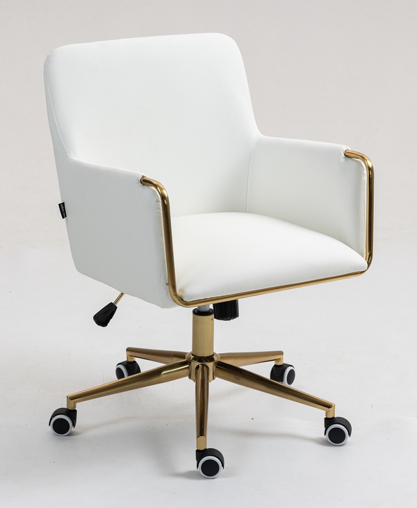 FOTEL HR4318K BIAŁY ZŁOTA PODSTAWA