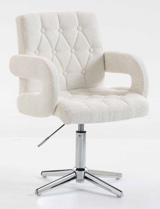 FOTEL HR8404CROSS KREMOWY BARANEK CHROMOWANA PODSTAWA