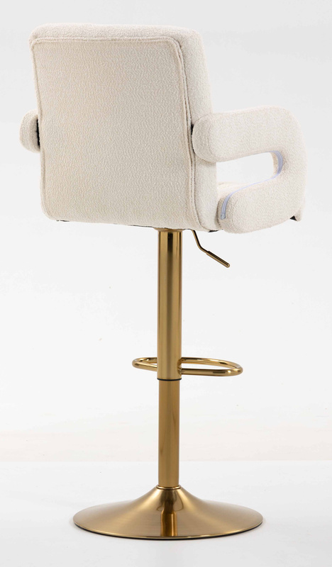 FOTEL HR8404W KREMOWY BARANEK ZŁOTA PODSTAWA