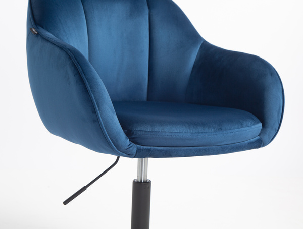 FOTEL HR2055N CIEMNE MORZE WELUR CZARNA PODSTAWA