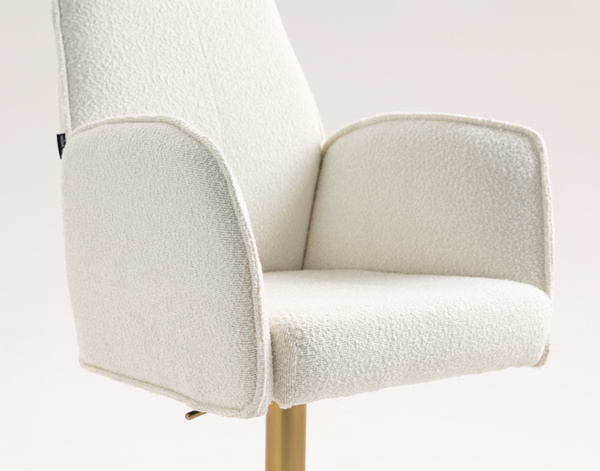 FOTEL HR280W KREMOWY BARANEK ZŁOTA PODSTAWA