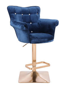 FOTEL HR804KW CIEMNE MORZE WELUR ZŁOTA PODSTAWA