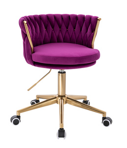 FOTEL HR450K FUKSJA WELUR ZŁOTA PODSTAWA