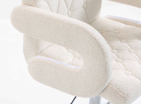 FOTEL HR8404CROSS KREMOWY BARANEK CHROMOWANA PODSTAWA