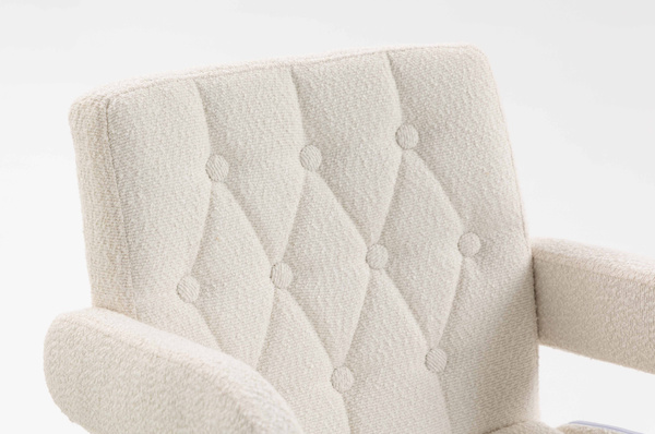 FOTEL HR8404W KREMOWY BARANEK CHROMOWANA PODSTAWA