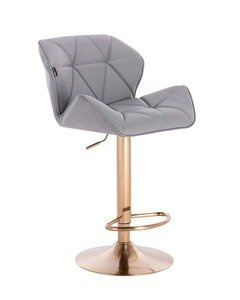 FOTEL HR111W SZARY EKOSKÓRA ZŁOTA PODSTAWA