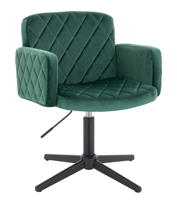 FOTEL HR802CROSS BUTELKOWA ZIELEŃ WELUR CZARNA PODSTAWA