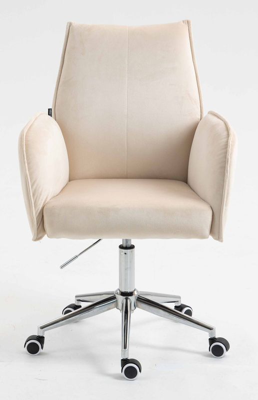 FOTEL HR280K KREMOWY WELUR CHROMOWANA PODSTAWA