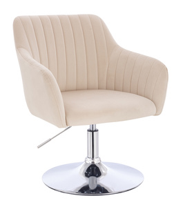 FOTEL HR190N KREMOWY WELUR CHROMOWANA PODSTAWA