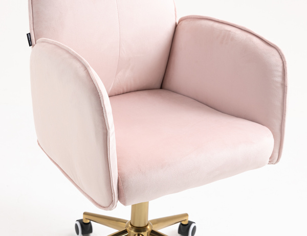 FOTEL HR280K PUDROWY RÓŻ WELUR ZŁOTA PODSTAWA