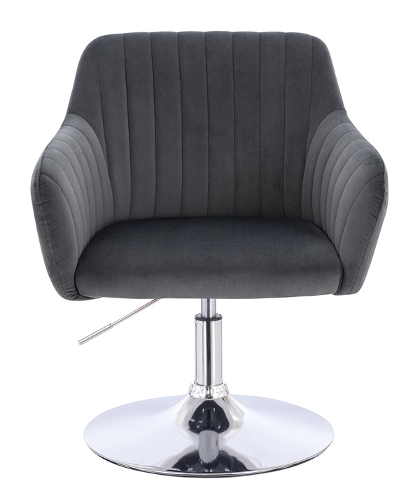 FOTEL HR190N GRAFITOWY WELUR CHROMOWANA PODSTAWA