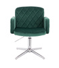 FOTEL HR802CROSS BUTELKOWA ZIELEŃ WELUR CHROMOWANA PODSTAWA