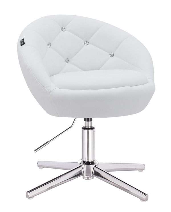 FOTEL HR948CROSS BIAŁY EKOSKÓRA CHROMOWANA PODSTAWA