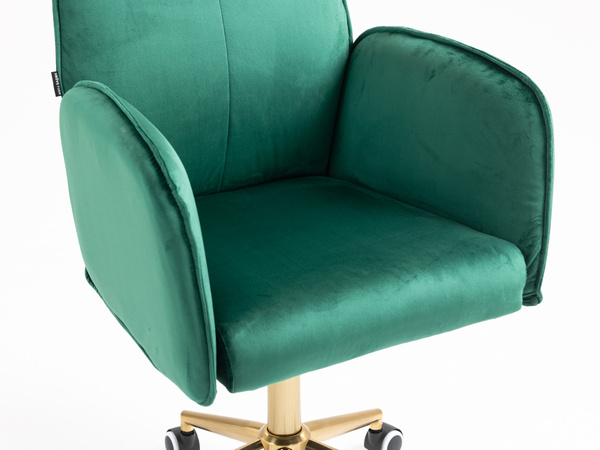 FOTEL HR280K BUTELKOWA ZIELEŃ WELUR ZŁOTA PODSTAWA